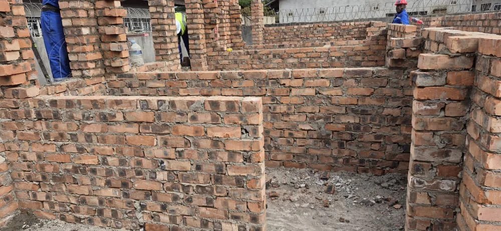 Brick walling and room layout construction in progress in Harare