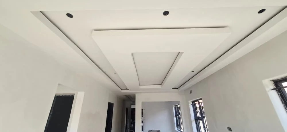 Modern ceiling finish completed during a residential interior project