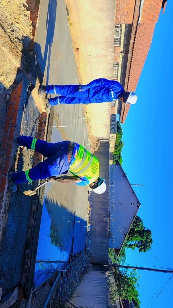 Concrete slab finishing work viewed from the site